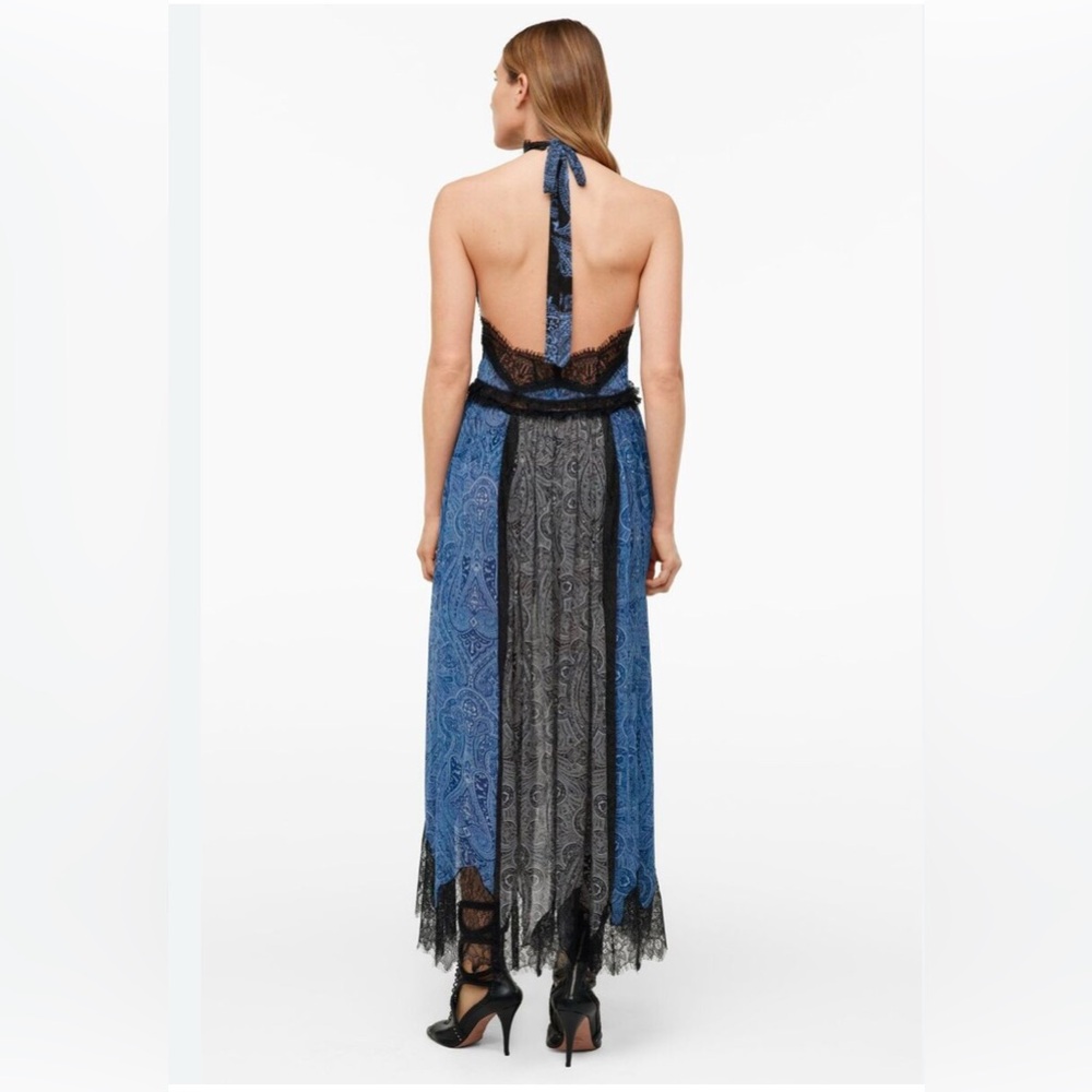 Zara Black and Blue Lace Backless Dress - Picture 3 of 16